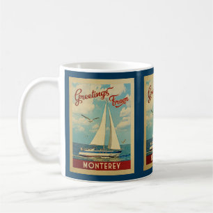 Caneca De Café Viagens vintage Califórnia do veleiro de Monterey