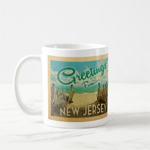 Caneca De Café Viagens vintage da praia da costa de New-jersey