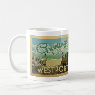 Caneca De Café Viagens vintage da praia de Westport Connecticut