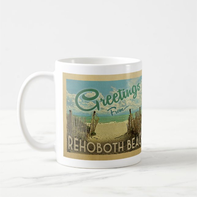 Caneca De Café Viagens vintage de café da praia Rehoboth (Esquerda)