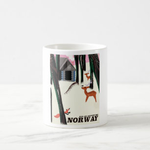 Caneca De Café viagens vintage de poster da Noruega