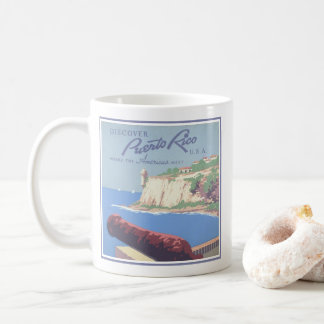 Caneca De Café Viagens vintage de Poster promovendo Porto Rico