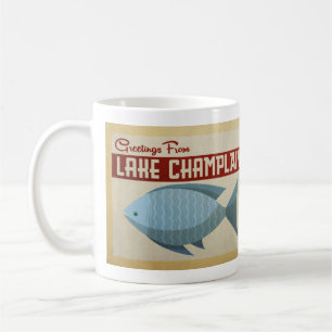 Caneca De Café Viagens vintage dos peixes de Champlain do lago