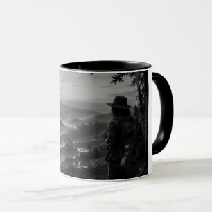 Caneca de Café Viajante em Preto e Branco do Vale