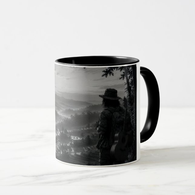 Caneca de Café Viajante em Preto e Branco do Vale  (Frente Esquerda)