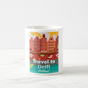 Caneca De Café Viaje para Delft Holanda pôster de viagem
