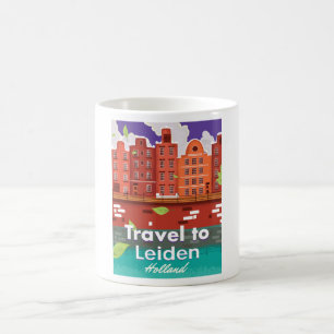 Caneca De Café Viaje para Leiden Holanda pôster de viagem de dese