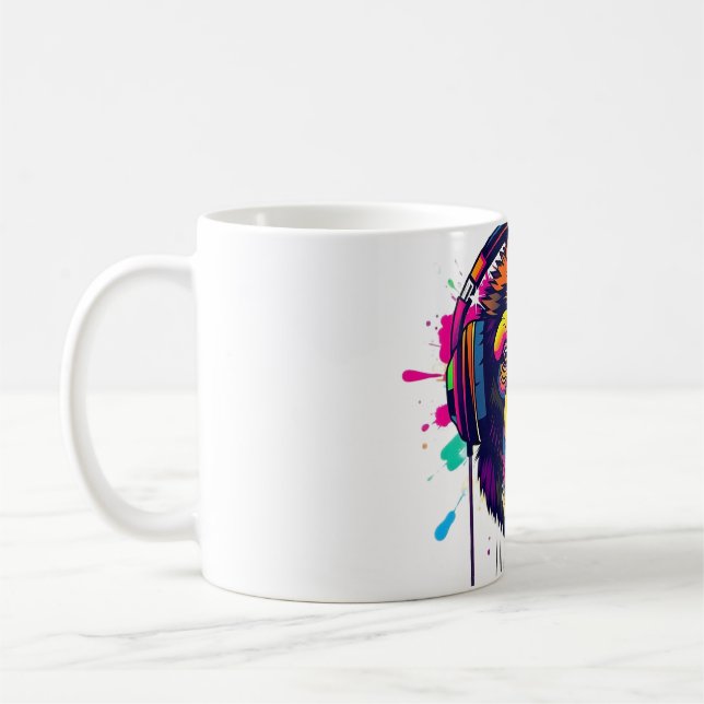 Caneca De Café Vibe com Abstrato Monkey DJ (Esquerda)