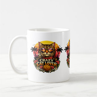 Caneca De Café Vibes de Amante de Gatos – Design de Gato Fofo .