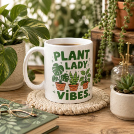 Caneca de café vibes de senhora das plantas botâni