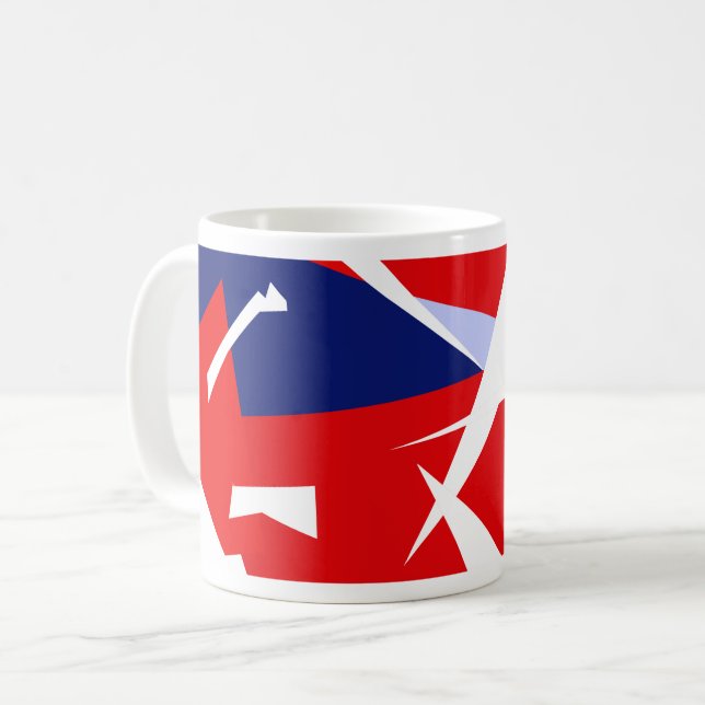 Caneca De Café Vibes Positivos Vermelho Azul Branco (Frente Esquerda)