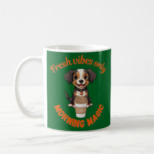 Caneca De Café Víblias frescas e café reproduzindo o Puppy Digita