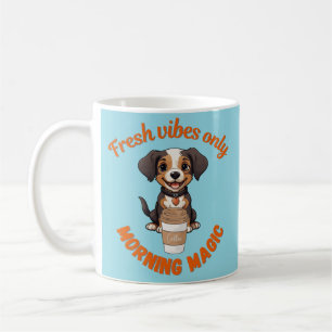 Caneca De Café Víblias frescas e café reproduzindo o Puppy Digita