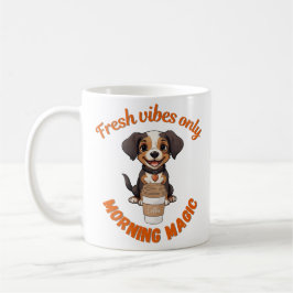 Caneca De Café Víblias frescas e café reproduzindo o Puppy Digita