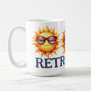 Caneca De Café Víblias Retroativas Groovy 70s Sorrindo Sol com