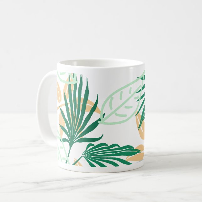 Caneca De Café Víblias Tropicais Deixam Plantas (Frente Esquerda)