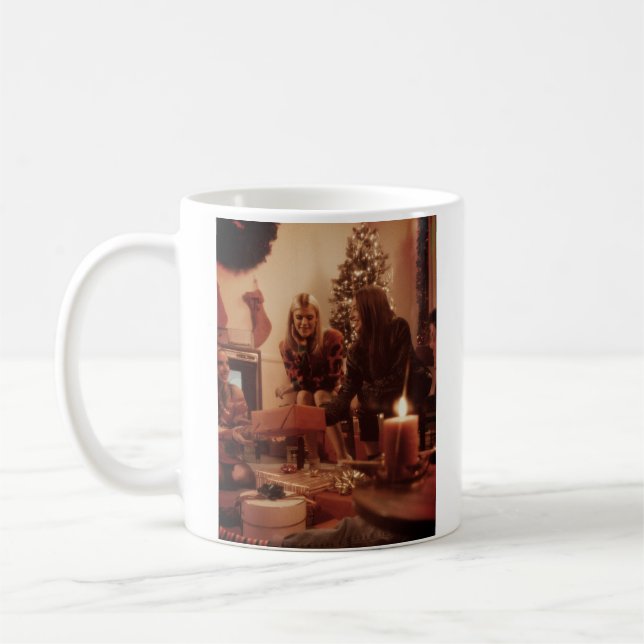 Caneca De Café Vibrações alegres adicionar nome da foto de Natal  (Esquerda)