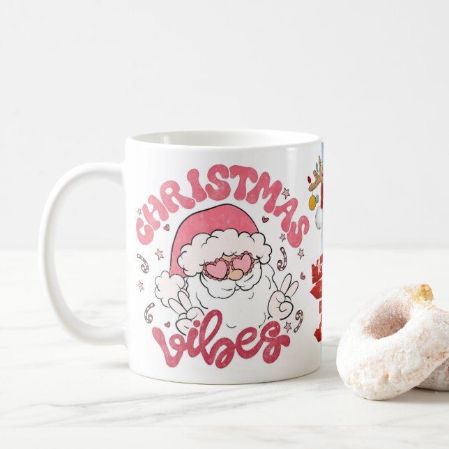 Caneca De Café vibrações alegres de Natal (Com Donut)
