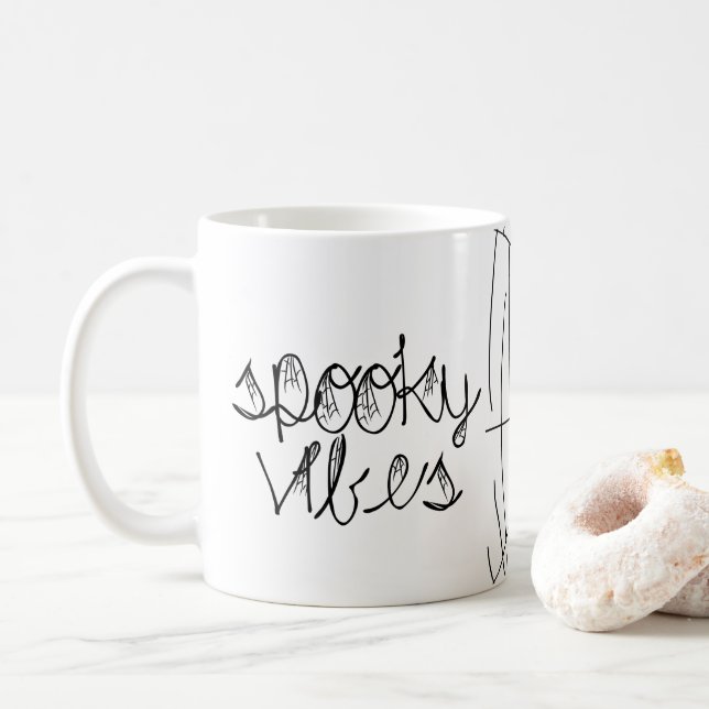 Caneca De Café Vibrações Assustadoras Aranhas Abstratas    (Com Donut)