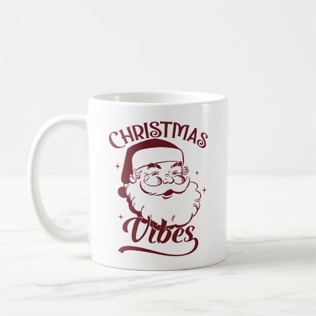 Caneca De Café Vibrações de Natal Design Vintage (Esquerda)