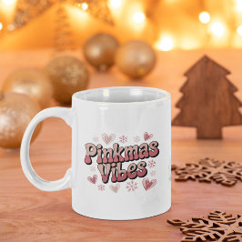 Caneca De Café Vibrações de Pinkmas | Natal Rosa Feminino Fofo