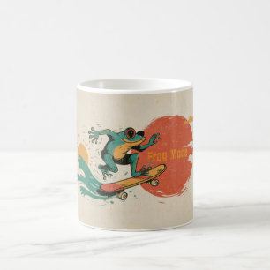 Caneca De Café Vibrações de Sapo – Arte de Sapo de Skate Surf Ret