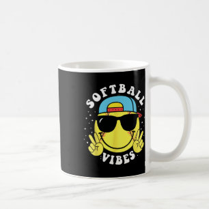 Caneca De Café Vibrações de Softball Beisebol Retro Groovy Dia de
