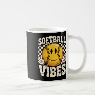 Caneca De Café Vibrações de Softball Softball Retro Groovy Dia de