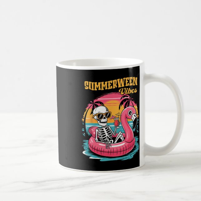 Caneca De Café Vibrações de Summerween Esqueleto Férias de Verão  (Direita)