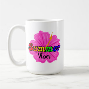 Caneca De Café Vibrações de Verão Arco-íris Tropical   Floral Org