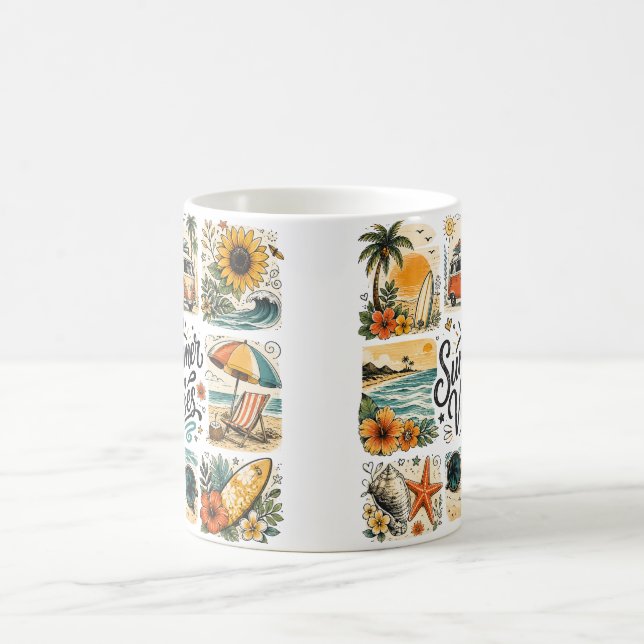 Caneca De Café Vibrações de Verão Design Estético Premium (Centro)