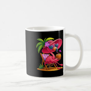 Caneca De Café Vibrações de Verão Flamingo Rosa Praia Palmeira Ve