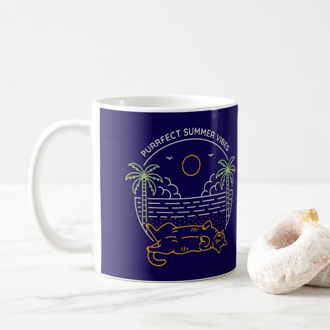 Caneca De Café Vibrações de Verão Perfeitas (Com Donut)