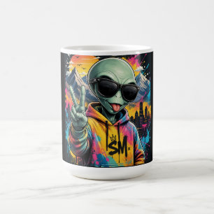 Caneca De Café Vibrações Divertidas de Alien