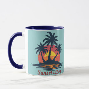 Caneca de Café Vibrações do Pôr do Sol Palmeiras T