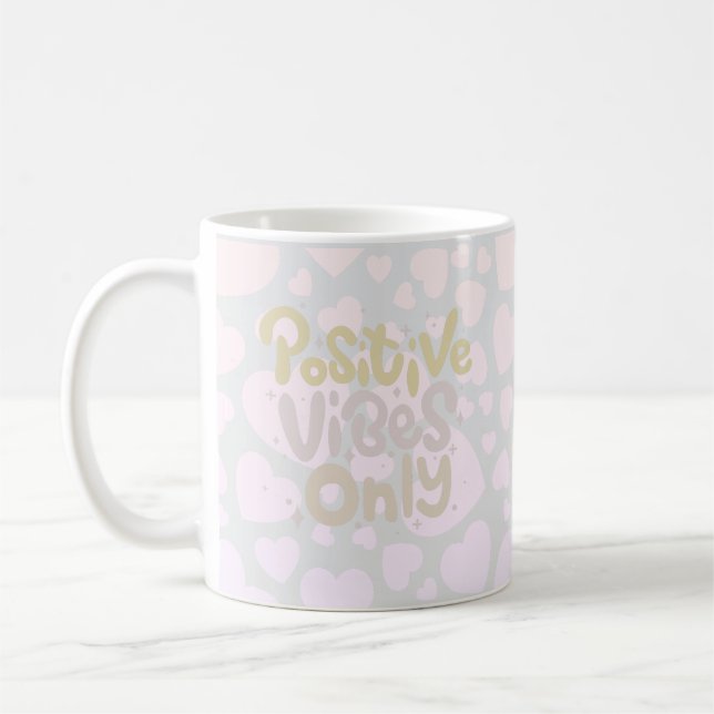 Caneca De Café Vibrações positivas apenas estilo de cores neutras (Esquerda)
