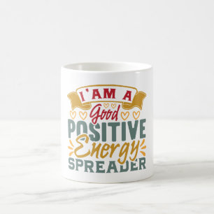 Caneca De Café Vibrações Positivas   Citação Motivacional