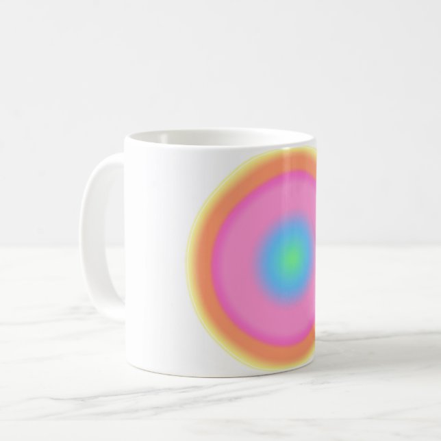 Caneca De Café Vibrações Positivas - Gradiente Radial Colorido (Frente Esquerda)
