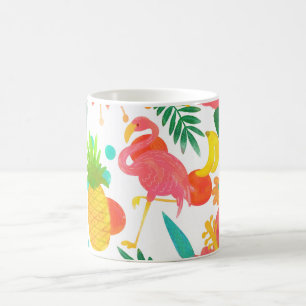 Caneca De Café Vibrações Tropicais Folhas Florais Verão Chic