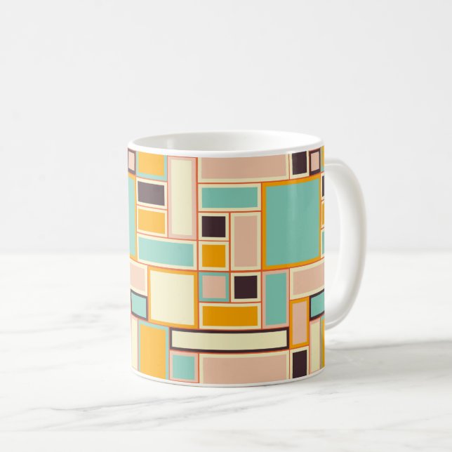Caneca De Café Vibrant abstract pattern with rectangles (Frente Esquerda)