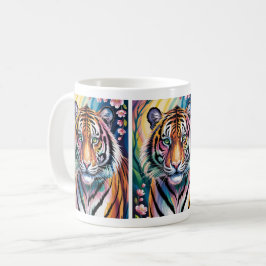 Caneca De Café Vibrant Fantasy Tiger Portrait | Exótico