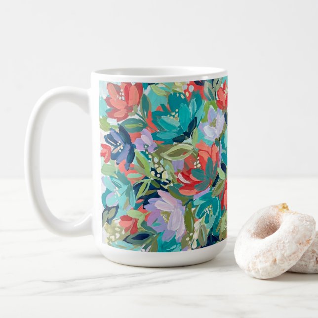 Caneca De Café Vibrant Garden Symphony (Com Donut)