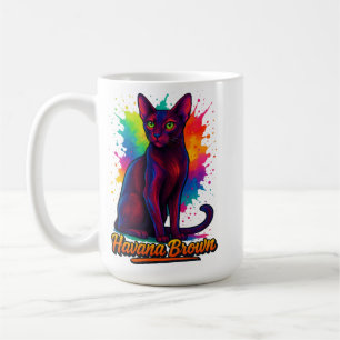 Caneca De Café Vibrant Havana Brown Cat Pop Art - Moderno Colorid