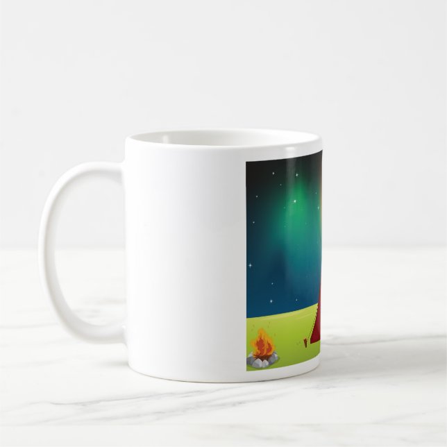 Caneca De Café Vibrant Northern Lights Camping Tent Night (Esquerda)