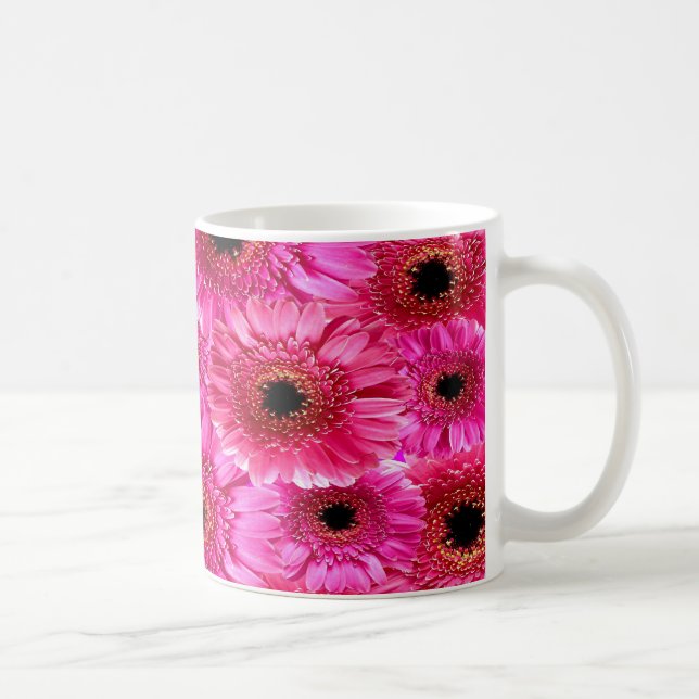 Caneca De Café Vibrant Pink Gerbera Daisy Pattern Mug | Bold Flor (Direita)