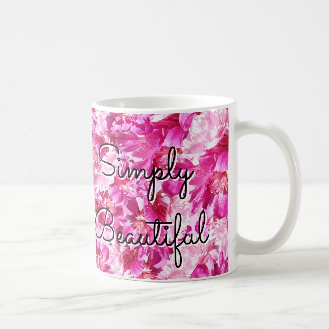 Caneca De Café Vibrant Pink Peony Floral Classic Mug (Direita)