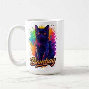 Caneca De Café Vibrant Pop Art Bombay Cat - Arte de Neon Street