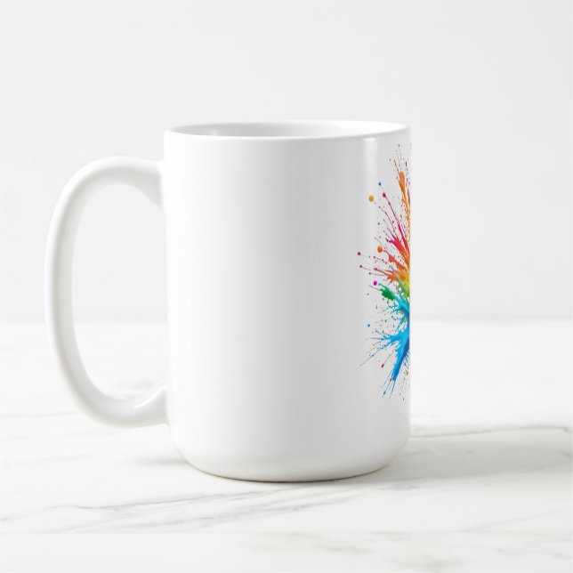 Caneca De Café Vibrant Rainbow Paint Splatter Explosion (Esquerda)