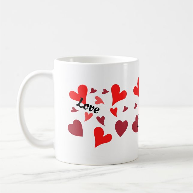 Caneca De Café Vibrant red hearts background (Esquerda)
