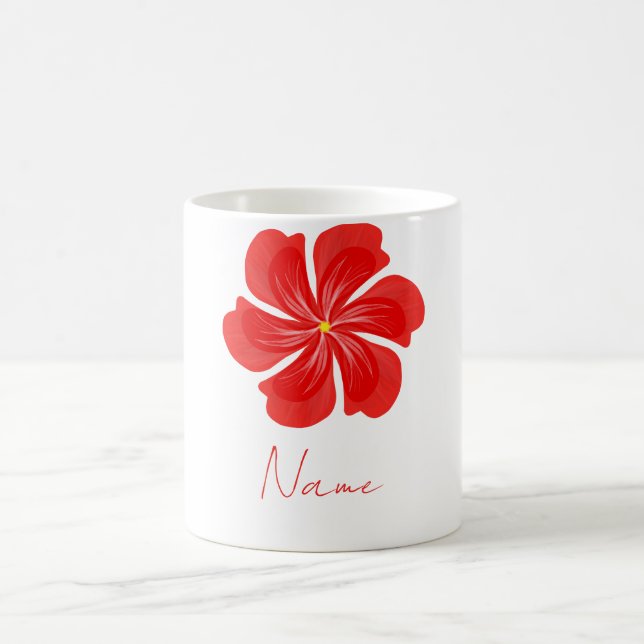 Caneca De Café Vibrant Red Petal Bloom - Minimalist Floral Art (Centro)